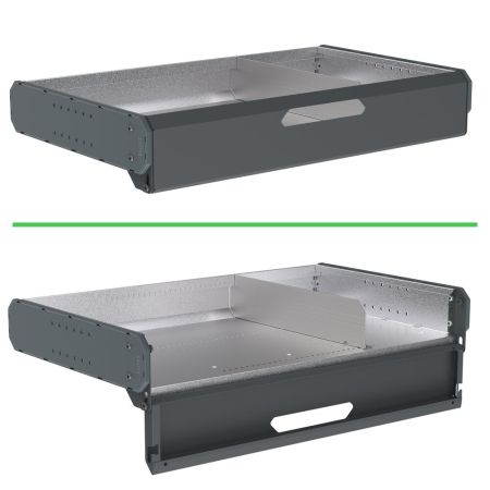  29 3/4W x 18 1/8D drop front shelf