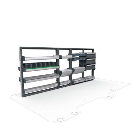 Electricians Van Shelving Package 01 - GMC Savana/ Chevrolet Express Standard Roof, 155&quot; Wheelbase 