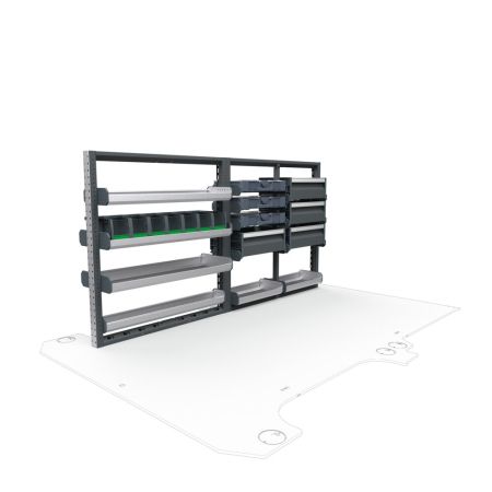 Plumbers Van Shelving Package 01 - GMC Savana/ Chevrolet Express Standard Roof, 135&quot; Wheelbase 